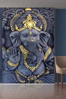 Grey Lord Ganesha Mural Wallpaper