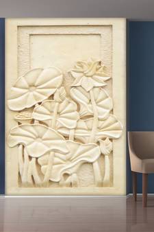 White Flowers and Leaves Mural Wallpaper