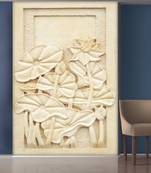 White Flowers and Leaves Mural Wallpaper