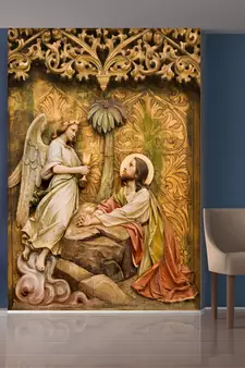 White Angel and Jesus Mural Wallpaper