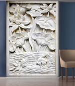 White Flowers and Leaves Mural Wallpaper