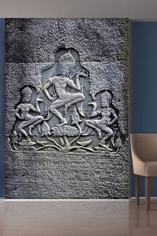 Classical Grey Dancing Statues Mural Wallpaper