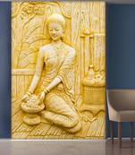 Golden Working Women Statue Mural Wallpaper