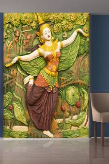 Green Trees and Dancing Angel Mural Wallpaper
