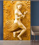 Gloden Flowers and White Angel Mural Wallpaper