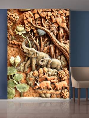 Forest and Elephant Mural Wallpaper 1
