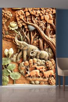 Forest and Elephant Mural Wallpaper