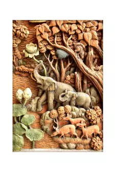 Forest and Elephant Mural Wallpaper