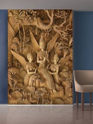 White Forest and Sitting Angels Mural Wallpaper 1