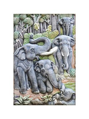 Green Forest and Elephant Mural Wallpaper 2