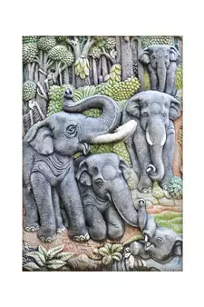 Green Forest and Elephant Mural Wallpaper