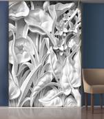 White Flowers and Leaves Mural Wallpaper