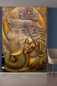 Golden Lord Ganesha Mural Wallpaper
