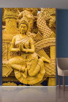 Golden Sitting Lady Mural Wallpaper