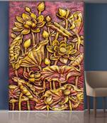 Golden Flowers and Leaves Mural Wallpaper