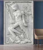 White Lady Playing Sitar Mural Wallpaper