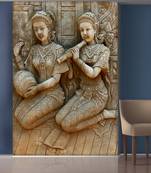 Grey Sitting Ladys palying Music Mural Wallpaper