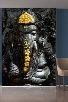 Black Lord Ganesha Mural Wallpaper