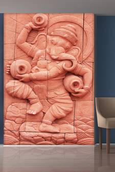 red Dancing Lord Ganesha Mural Wallpaper
