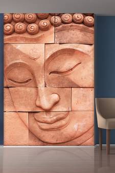 Stones and Buddha face Mural Wallpaper