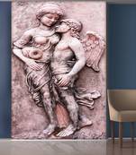 White Angel and Man Statue Mural Wallpaper
