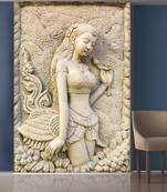 White Leaves and Standing Angel Mural Wallpaper