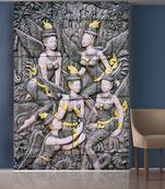 Grey Leaves and Flowers with Sitting Angels Mural Wallpaper