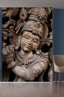 White Smiling Statue Mural Wallpaper