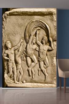 Brown Playing Children and Man Statue Wallpaper