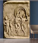 Brown Playing Children and Man Statue Wallpaper