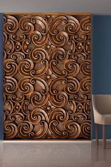 Golden Abstract Flowers Pattern Mural Wallpaper