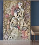 Green Forest and Sitting Ladys Mural Wallpaper