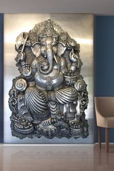 Golden Lord Ganesha Mural Wallpaper