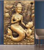 Golden Mermaid and Child Mural Wallpaper
