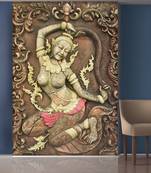 Golden Flowers and Dancing Lady Mural Wallpaper