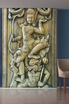 Grey Fighting Statue Mural Wallpaper