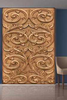 Brown Flowers and Leaves Mural Wallpaper