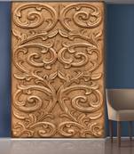 Brown Flowers and Leaves Mural Wallpaper