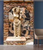 red Stones Wall and Standing Lady Mural Wallpaper