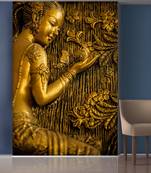 Golden Flowers and Lady Mural wallpaaer
