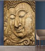 Golden Leaves and Buddha face Mural Wallpaper