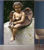 Golden Baby Angel Sitting Mural Wallpaper