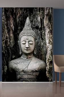 Grey Meditating Buddha Mural Wallpaper