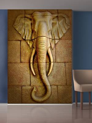 Golden Stones and Elephant Head Mural Wallpaper 1