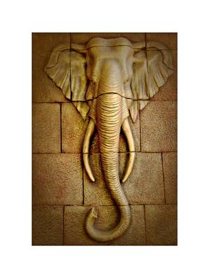 Golden Stones and Elephant Head Mural Wallpaper 2