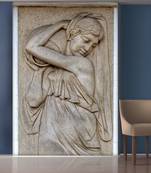 Grey Standing Lady with poat Mural Wallpaper