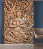 Grey Flowers and Sitting Lady Mural Wallpaper