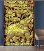 Golden Flowers and Elephant Mural Wallpaper