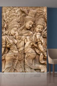 White Ladys and Man Statue Mural Wallpaper