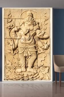 White Lord Ganesha Mural Wallpaper